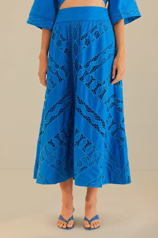 Blue Striped Richelieu Midi Skirt