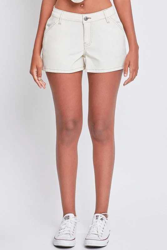 YMI Junior Mid-Rise Carpenter Shorts in Ecru