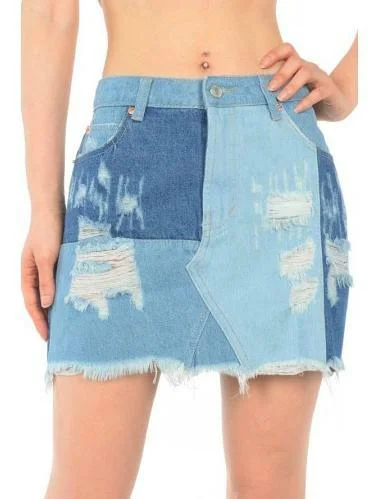 Equinox Denim Patchwork Mini Skirt