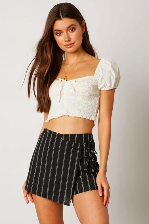 Get Ready Black Striped Skort