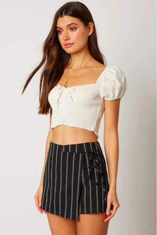 Get Ready Black Striped Skort