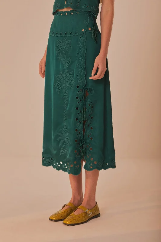 Green Richelieu Midi Skirt