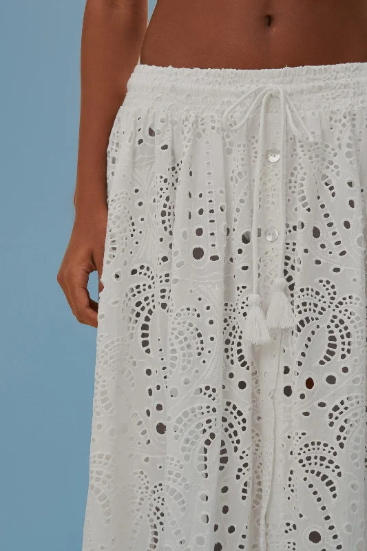 White Eyelet Maxi Skirt