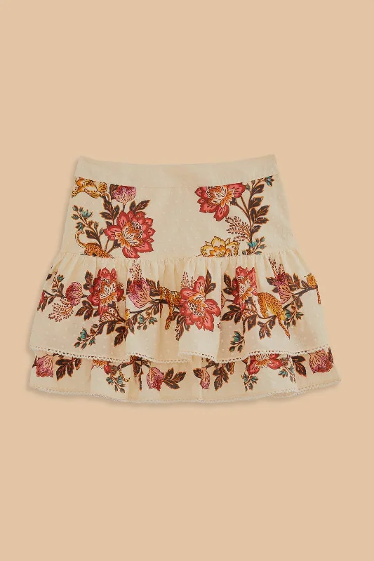 Sand Leopard Flowers Mini Skirt