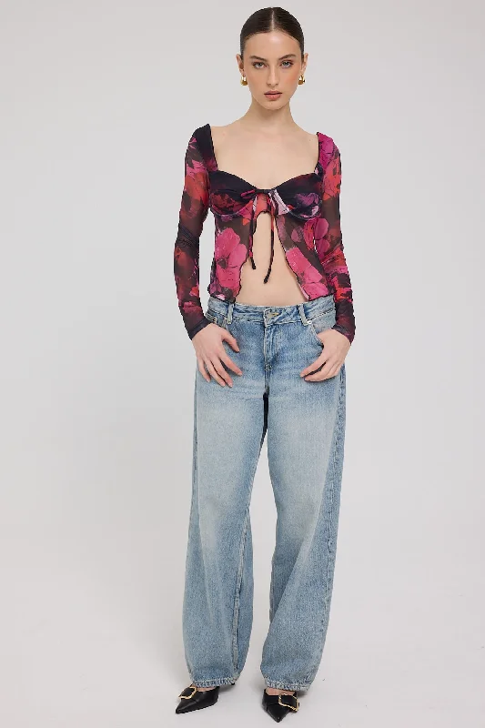 Luck & Trouble Florentina Recycled Mesh Top Floral Print