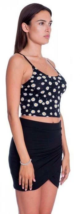 Lush Malibu Party Black Tulip Hem Mini Skirt