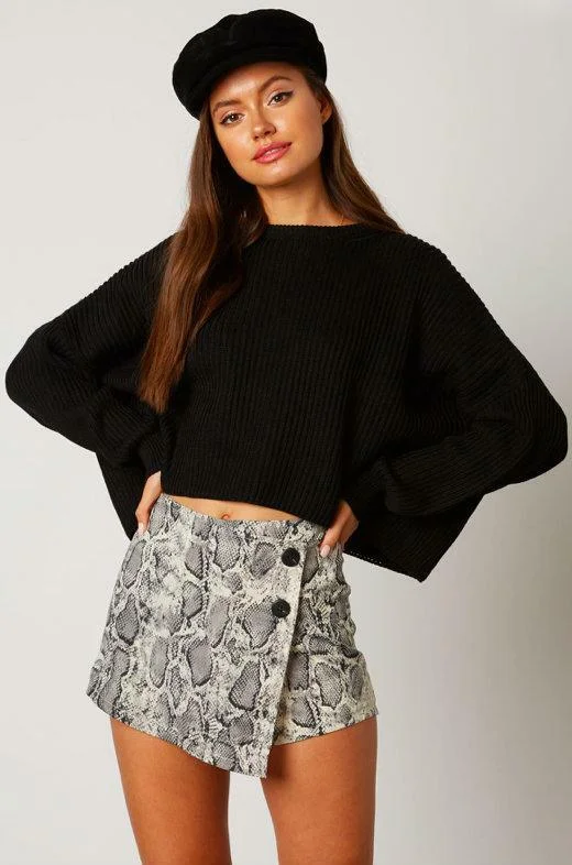 Make Me Better Grey Snake Print Skort