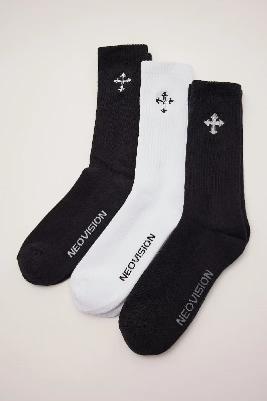 Neovision Gothic Cross Sock 3 Pack White/Black