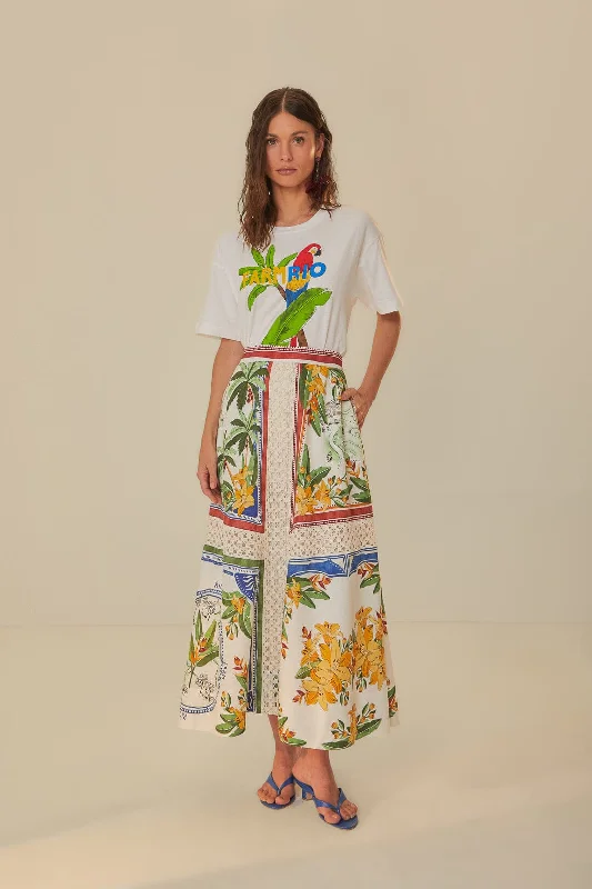 Off-White Tropical Destination LENZING™ ECOVERO™ Euroflax™ Midi Skirt