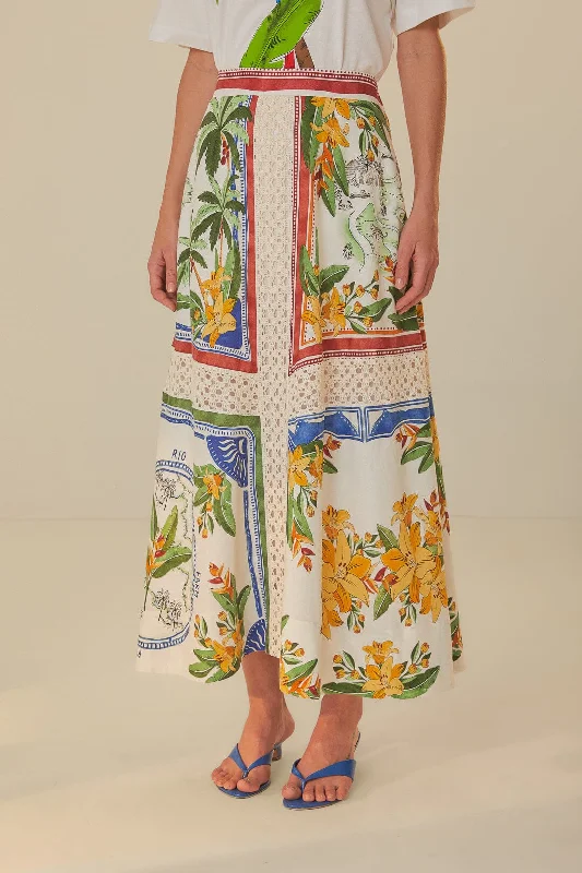 Off-White Tropical Destination LENZING™ ECOVERO™ Euroflax™ Midi Skirt