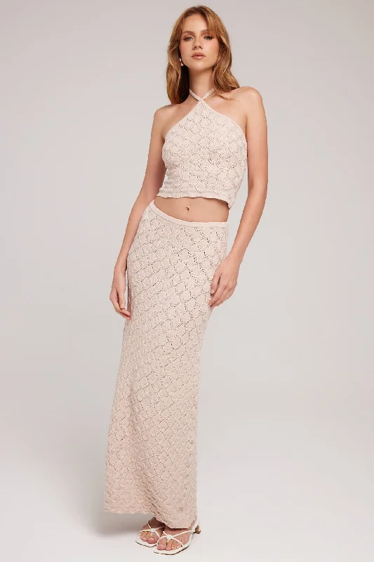 Perfect Stranger Golden Hour Crochet Halter Top Nude