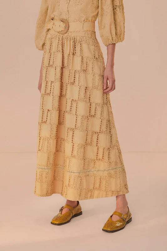 Sand Crochet Midi Skirt