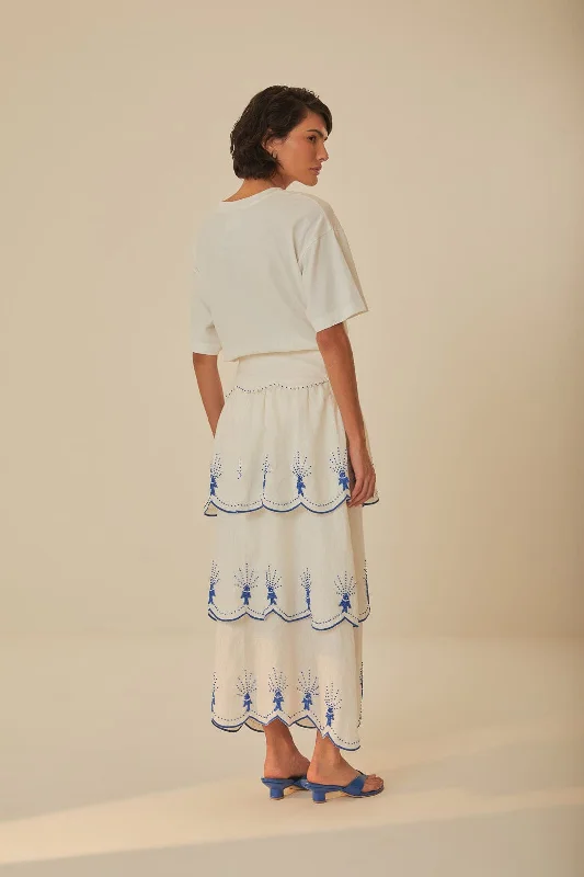 Off-White Sea Of Fish Embroidered Midi Skirt