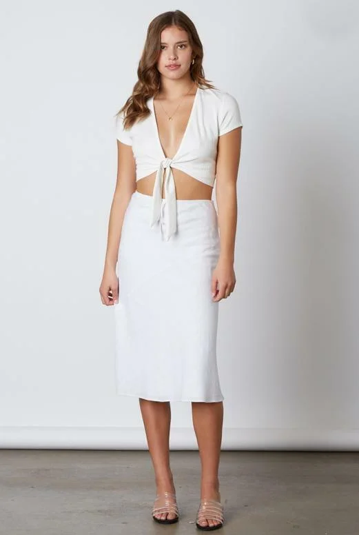 Sedona White Bias Midi Skirt