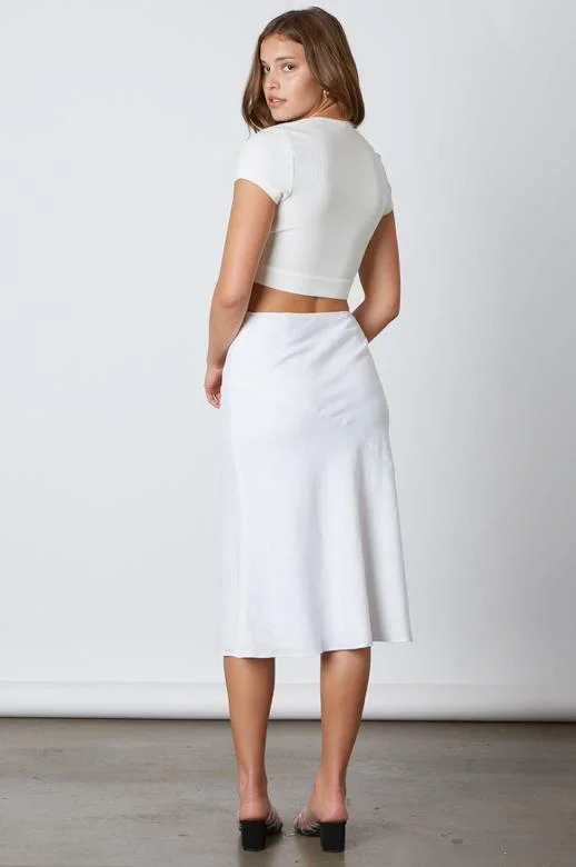 Sedona White Bias Midi Skirt