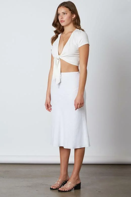 Sedona White Bias Midi Skirt