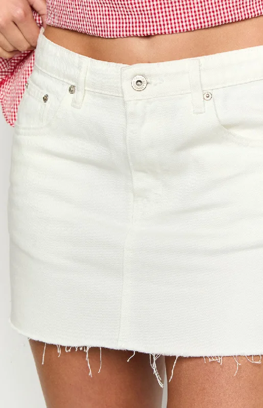 Siletto White Denim Low Rise Mini Skirt