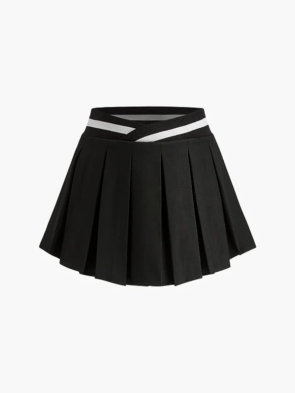 Sporty Casual Pleated Skirt