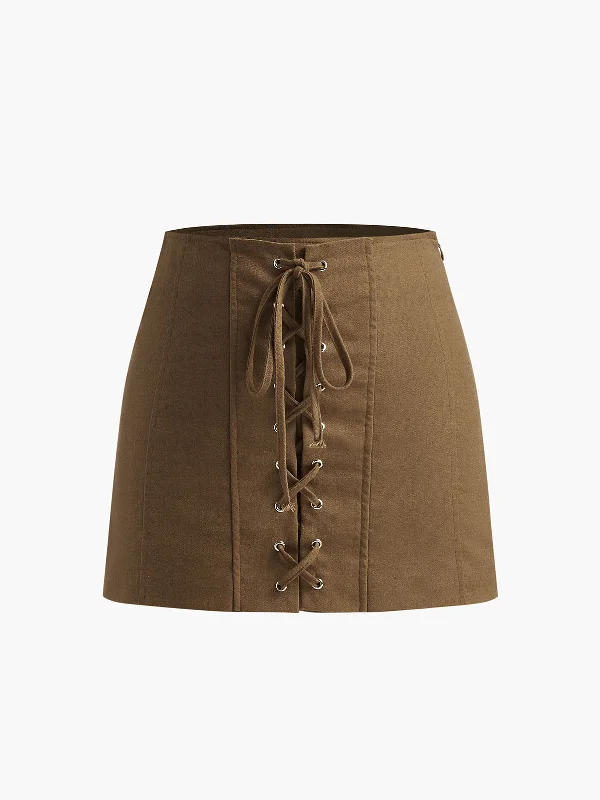 Tie-Front Mini Skirt