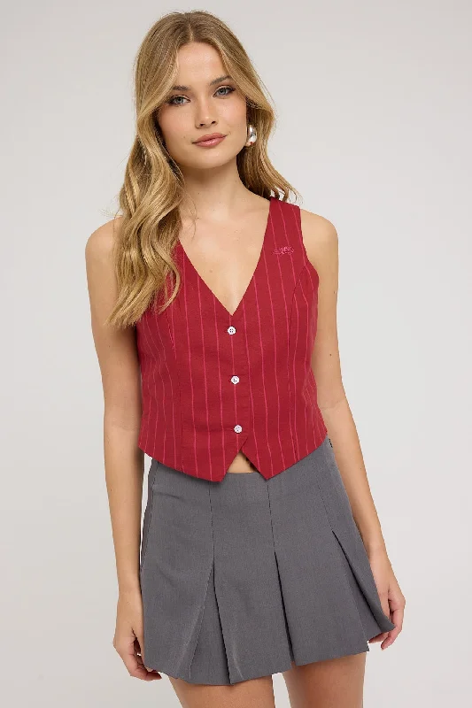 Worship Logic Stripe Waistcoat Late Night Port