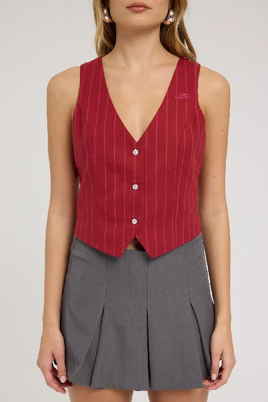 Worship Logic Stripe Waistcoat Late Night Port