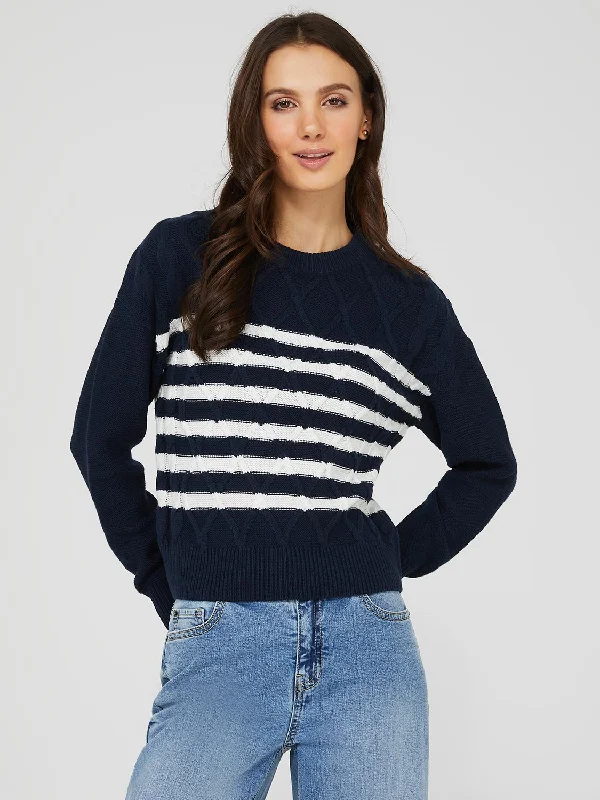 Striped Cable Knit Sweater