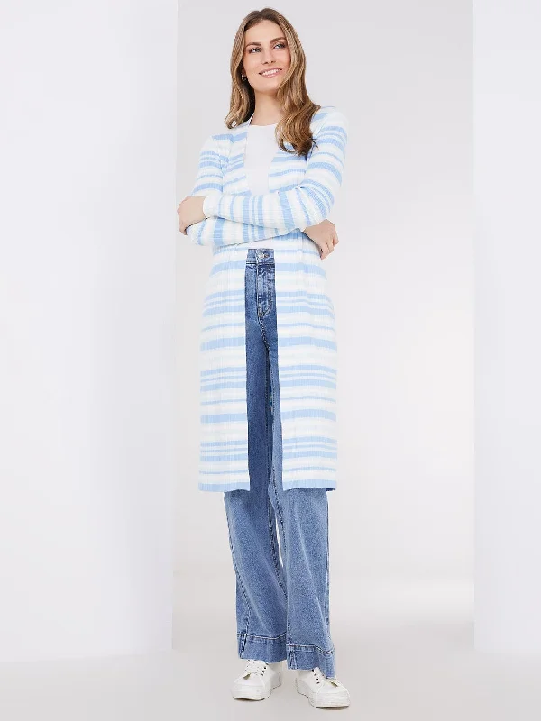 Striped Ribbed Long Cardigan