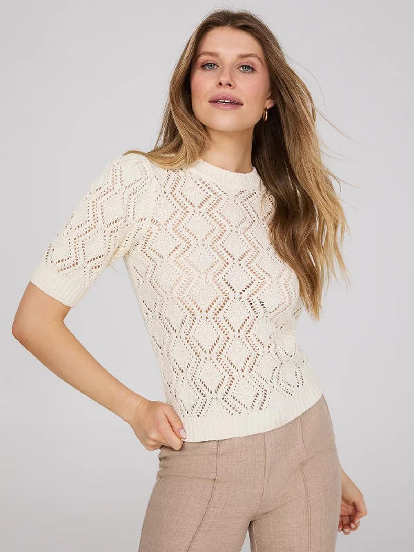 Short Sleeve Pointelle Sweater