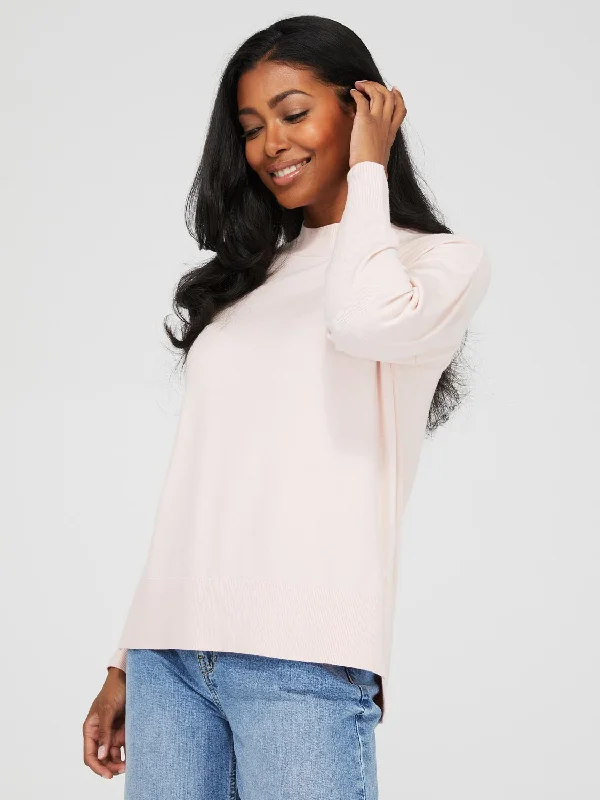 Mock Neck High-Low Sweater