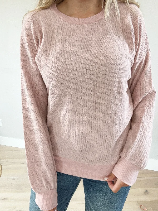 Come Back Textured Terry Top in Blush