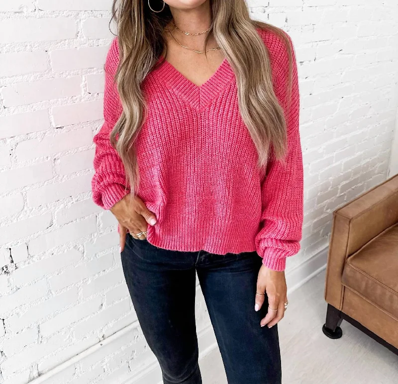 Ana Sweater In Bold Pink