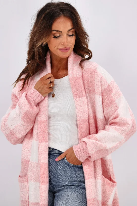 Avamia Nova Cardigan Pink Check