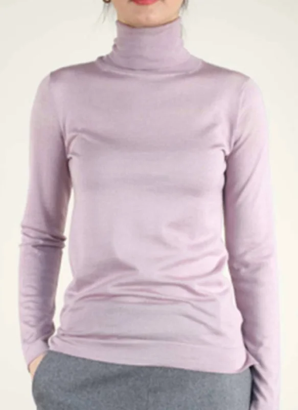 Basic Cashmere Silk Sweater In Lilac