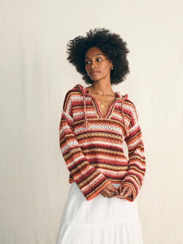 Beach Bonfire Crochet Hoodie - Botanical Stripe