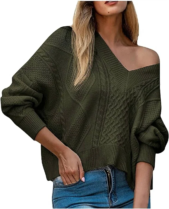 Dolly Cable Knit Tie-Back Sweater In Olive