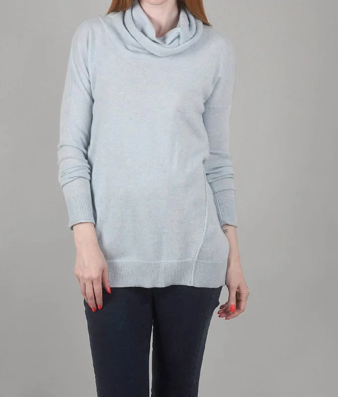 Exposed-Seam Cowl Sweater In Haze