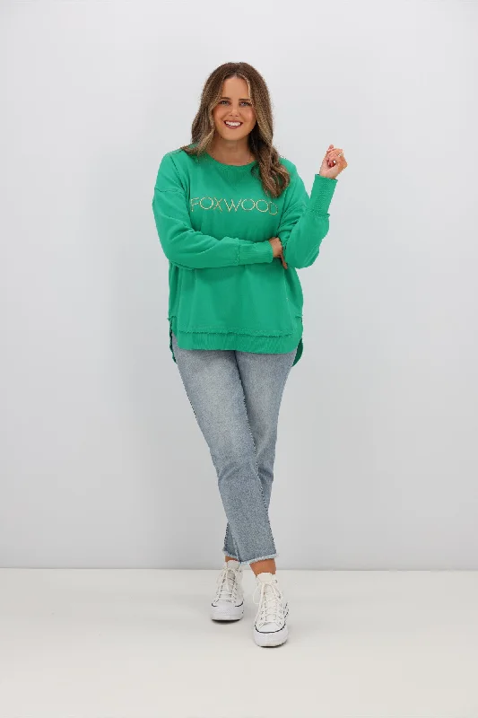 Foxwood Simplified Metallic Gold Crew Bright Green