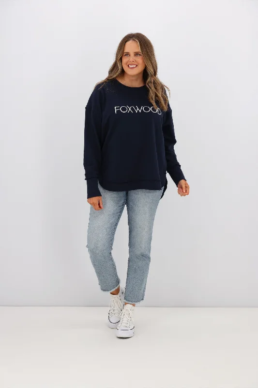 Foxwood Simplified Metallic Crew Navy