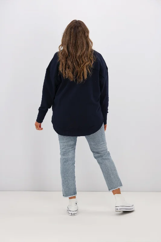 Foxwood Simplified Metallic Crew Navy