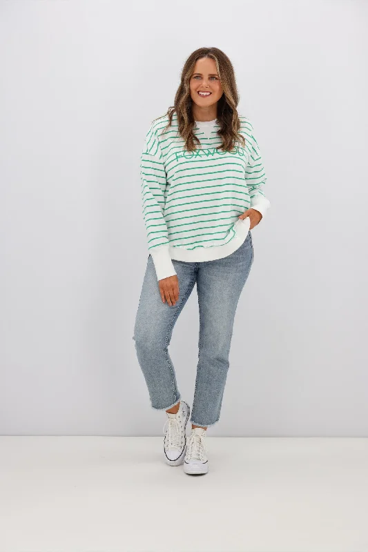 Foxwood Simplified Stripe Crew Green