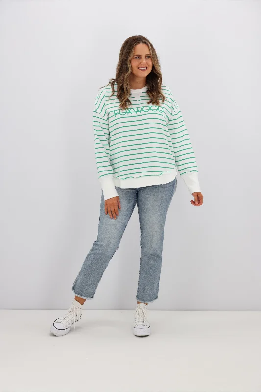 Foxwood Simplified Stripe Crew Green