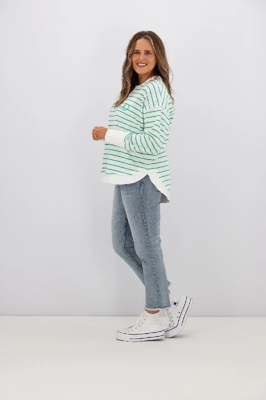 Foxwood Simplified Stripe Crew Green