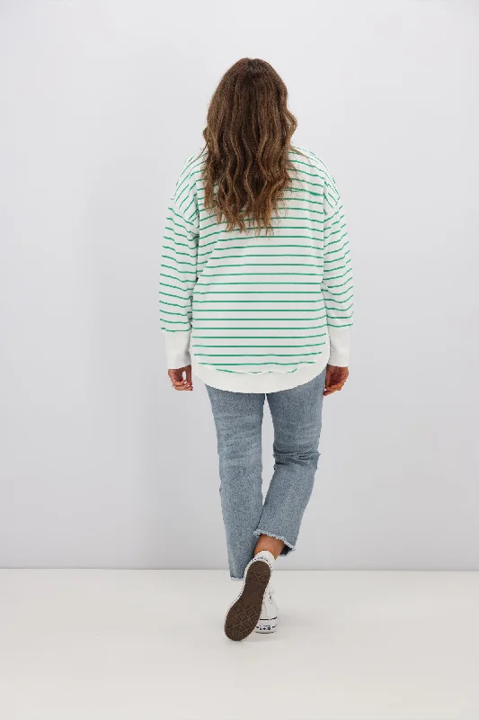 Foxwood Simplified Stripe Crew Green