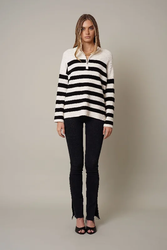 Half-Zip Striped Sweater