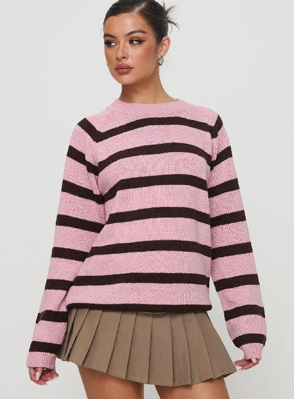 Jacquette Knit Jumper Pink / Brown