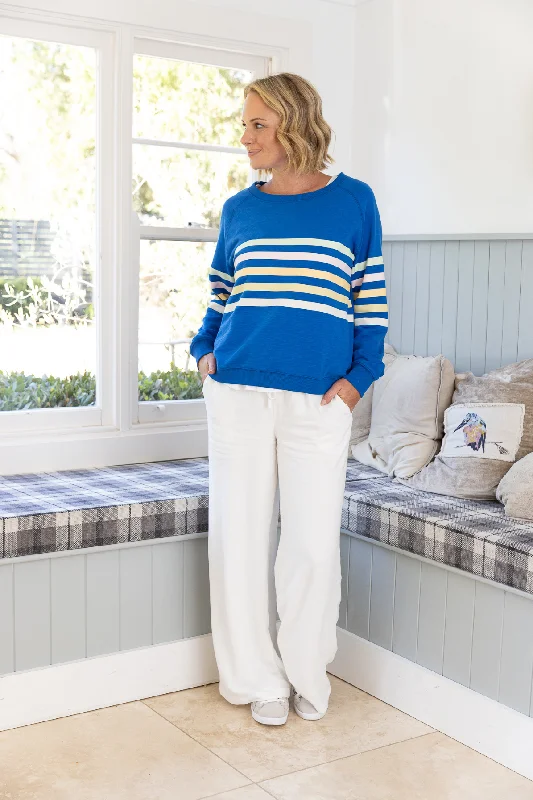 Jovie The Label Forever Sweater Cobalt/Multi Stripes