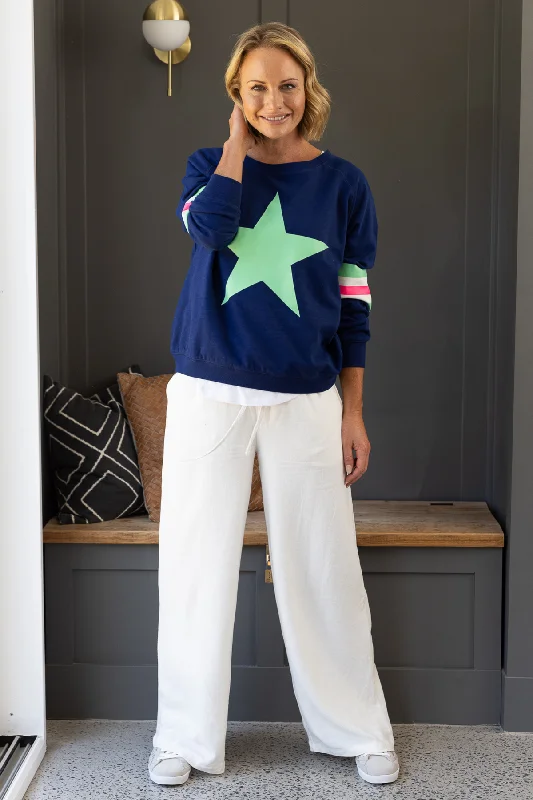 Jovie The Label Holiday Sweater Navy / Green Star