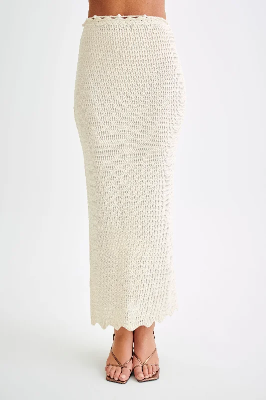 Kira Knit Maxi Skirt - Buttercream