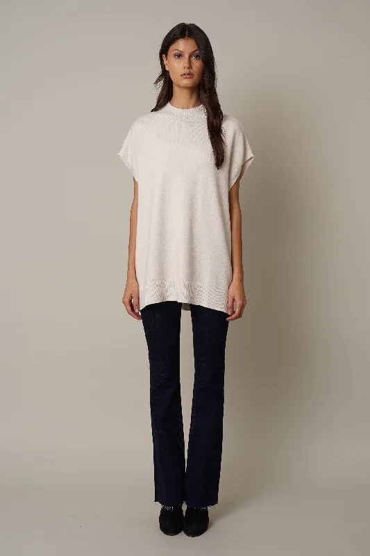 Mock Neck Cap Sleeve Sweater