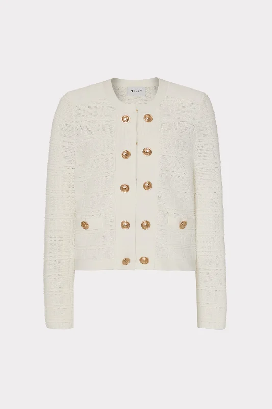 Pointelle Textured Knit Jacket